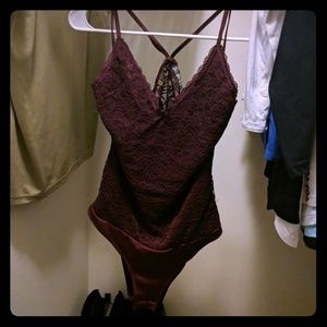 Large Wine Lace Bodysuit